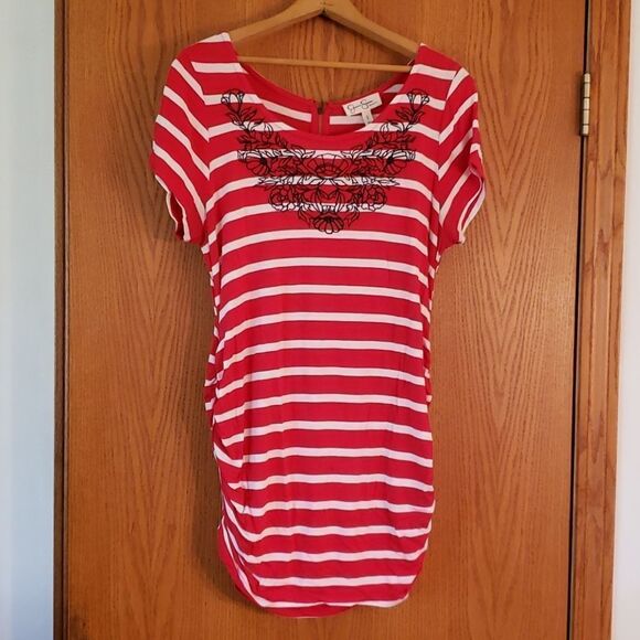 Cute Jessica Simpson Candy Striped Maternity Top L - Picture 1 of 7